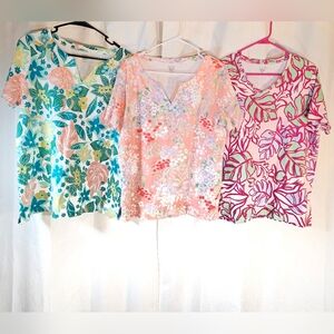 Lot Kim Rogers L Cotton Floral Tops